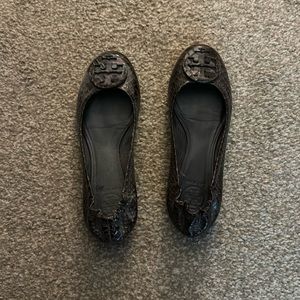 Tory Burch brown snake skin flat
